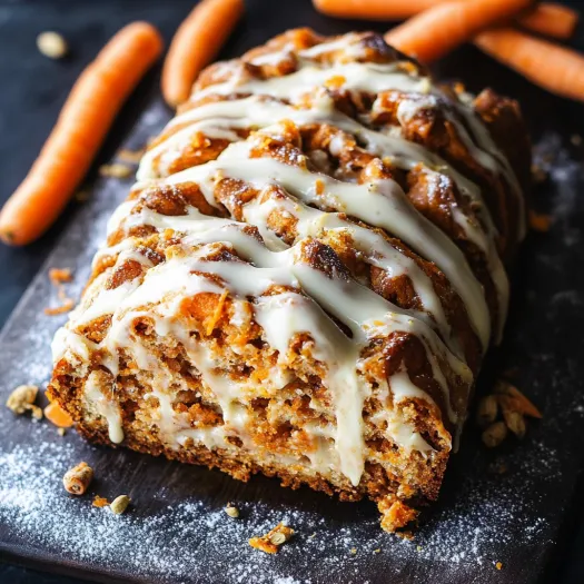 A loaf of bread with carrots on top.