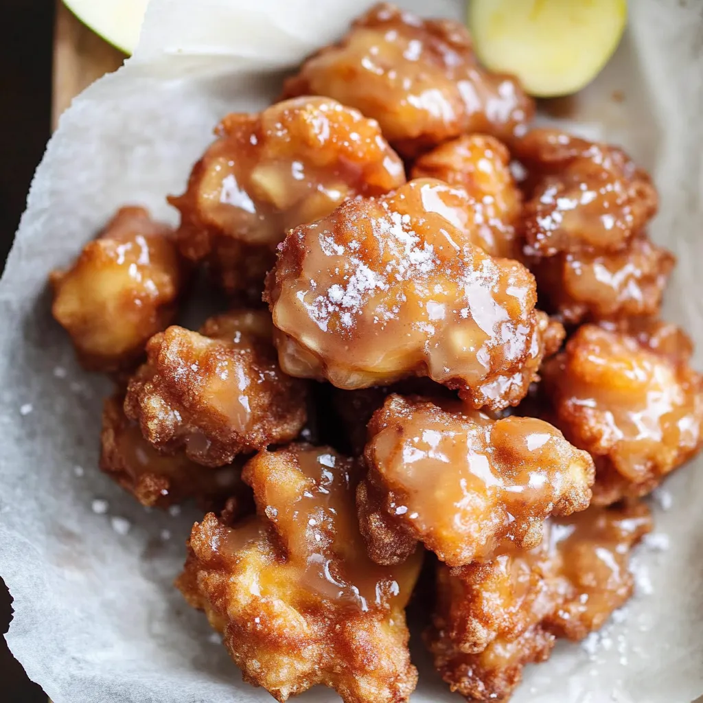 A plate of fried food with a lemon wedge on top.