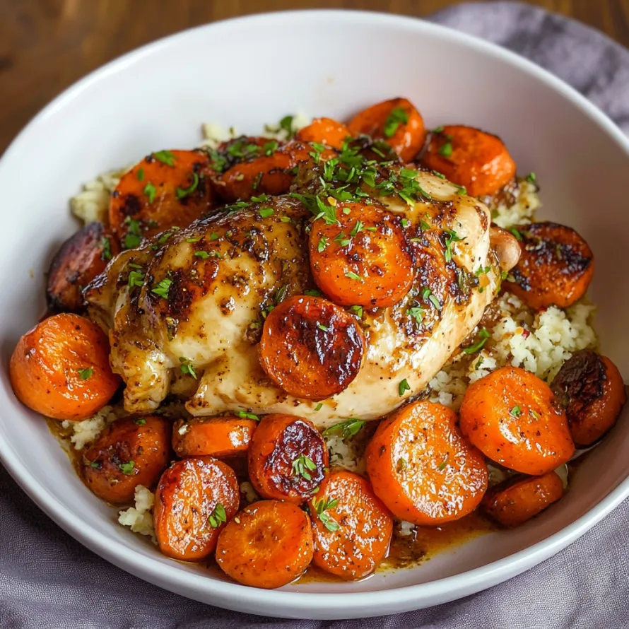 Carrots and chicken on a plate.
