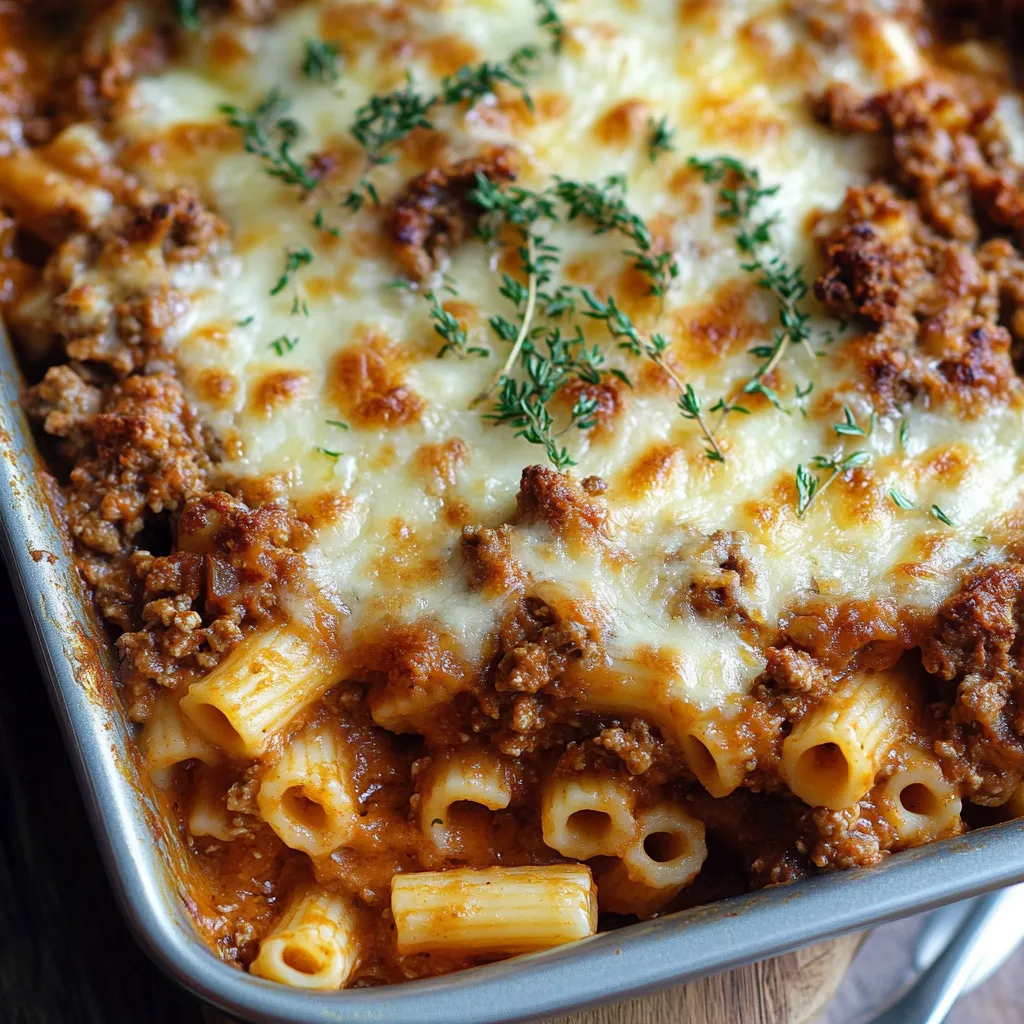 A pan of spaghetti with meat sauce and cheese.