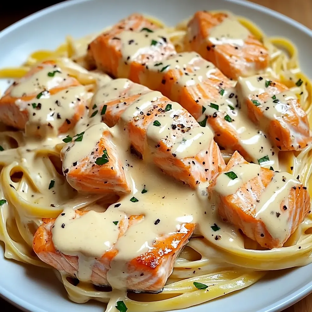 Creamy Garlic Salmon Pasta