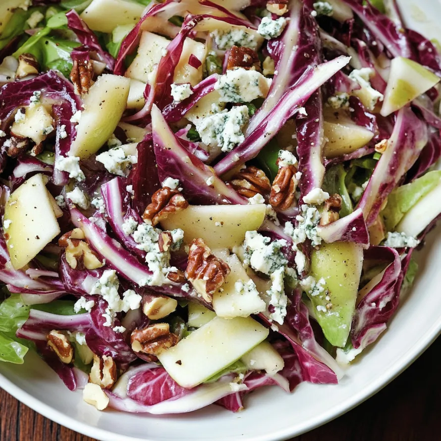 A plate of food with blue cheese and walnuts.