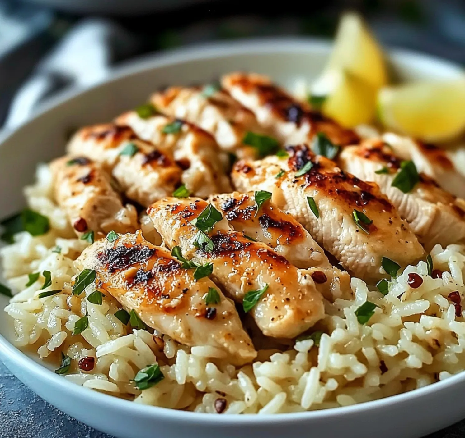 Garlic Chicken with Parmesan Rice
