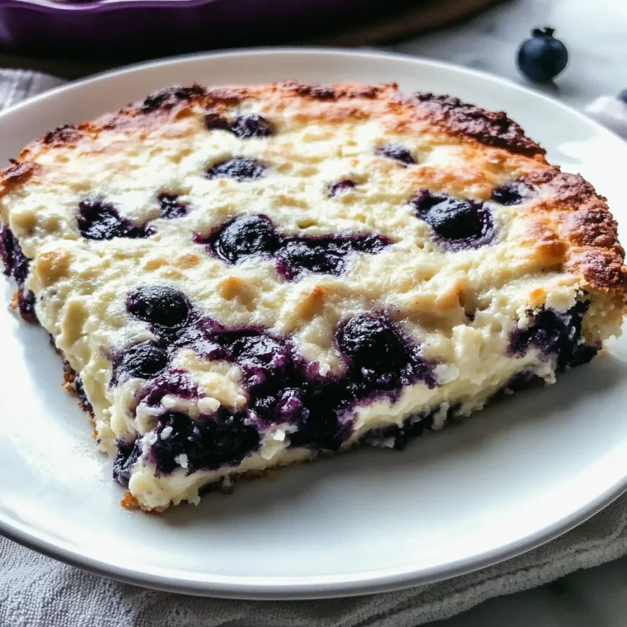A fork resting on a plate with a slice of blueberry dessert.