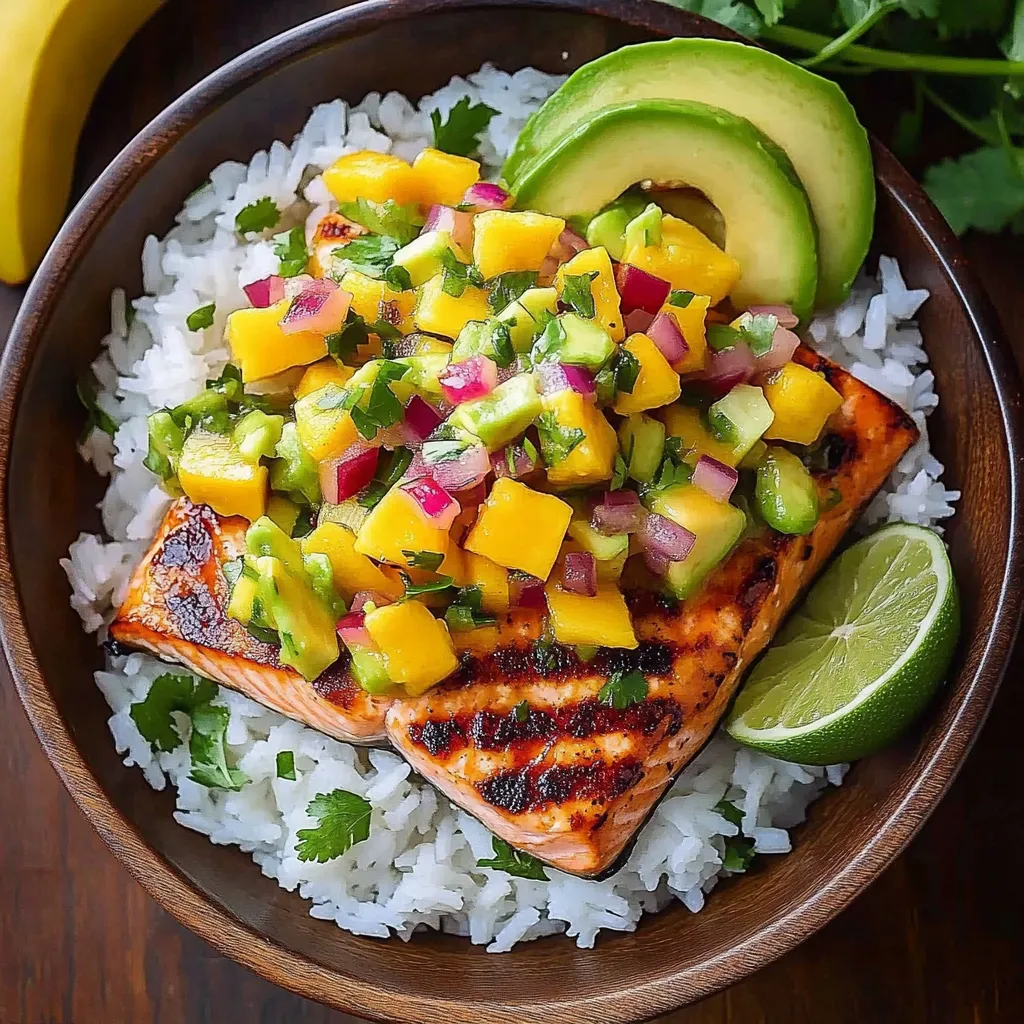 Salmon with Mango Salsa and Rice