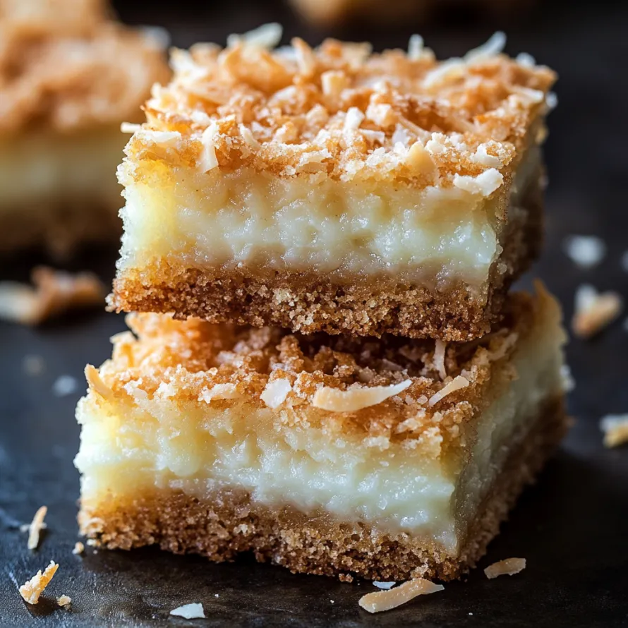 A piece of dessert topped with coconut flakes.