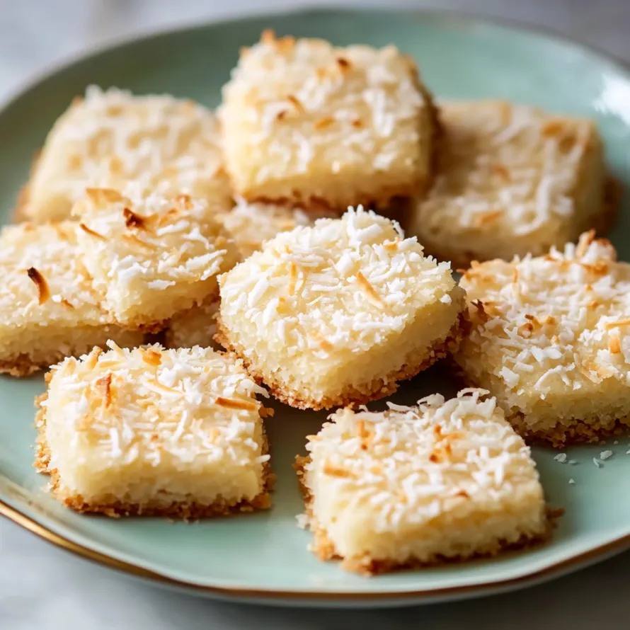 Plate of cookies with bright coconut.