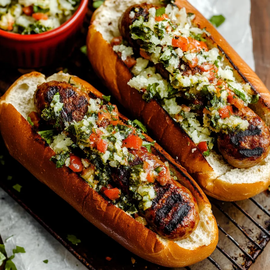 Two hot dogs with all the fixings in buns.