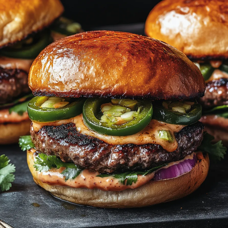 A burger with jalapenos and peppers.