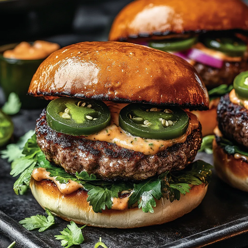A burger with jalapenos and cheese.