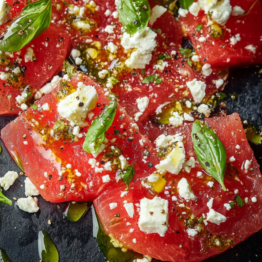 A tomato slice with cheese and basil on top.