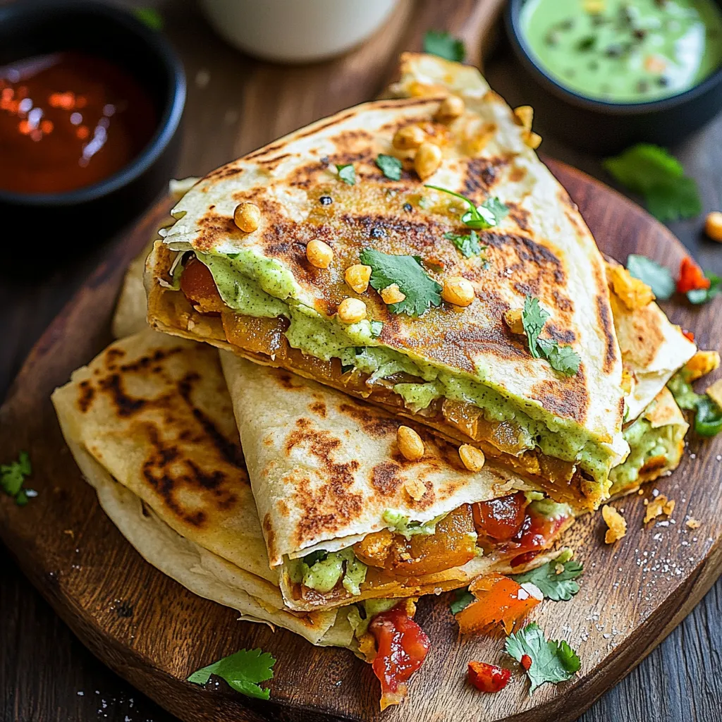 A burrito with peanuts and tomatoes on a wooden cutting board.