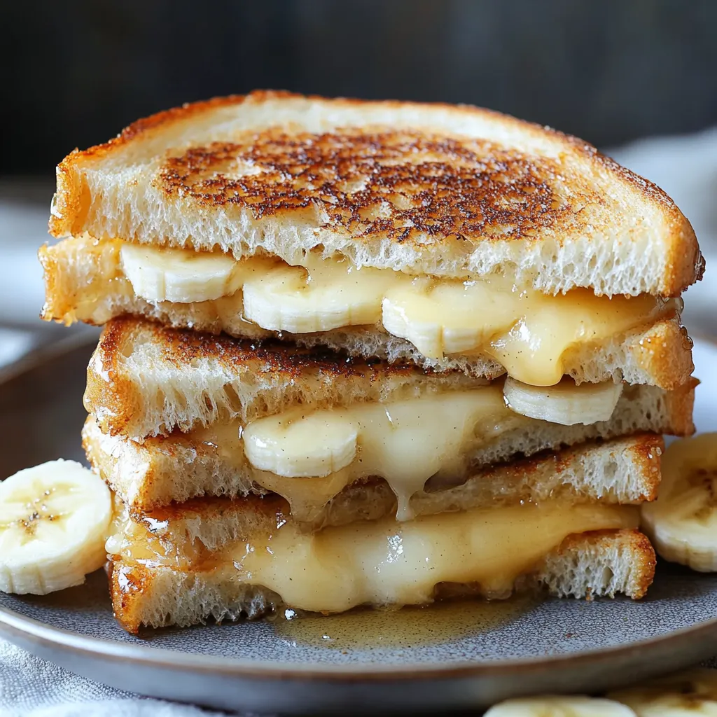 A stack of banana and cheese sandwiches.