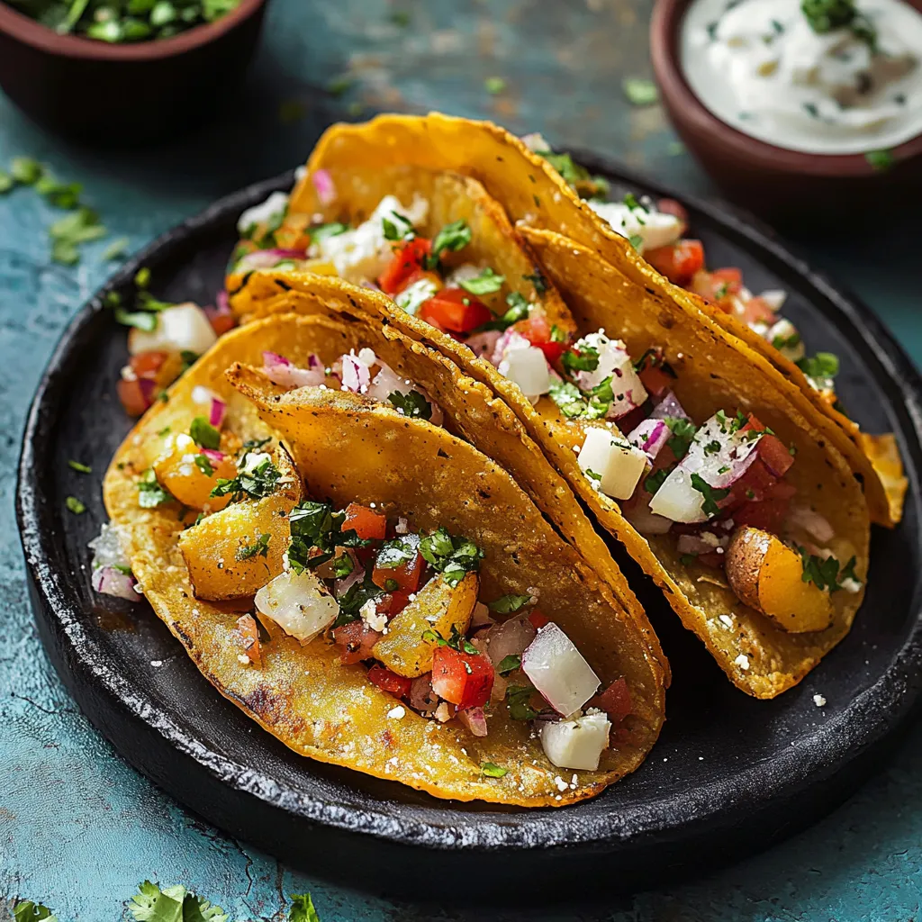 Two tacos with salsa and guacamole.