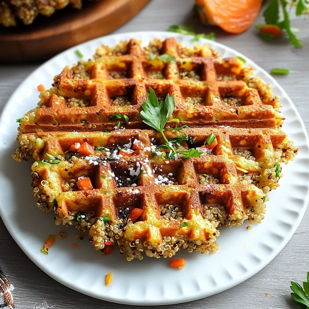 A waffle with a green topping on a white plate.