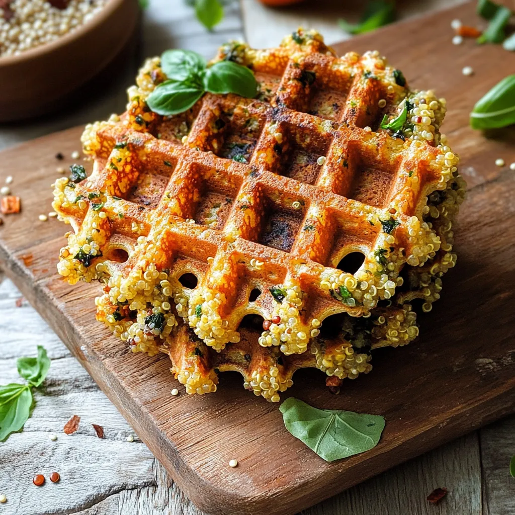 A waffle with a green topping.