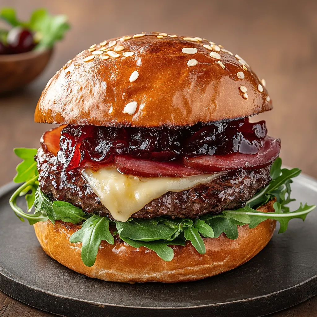 A burger with bacon and cheese.