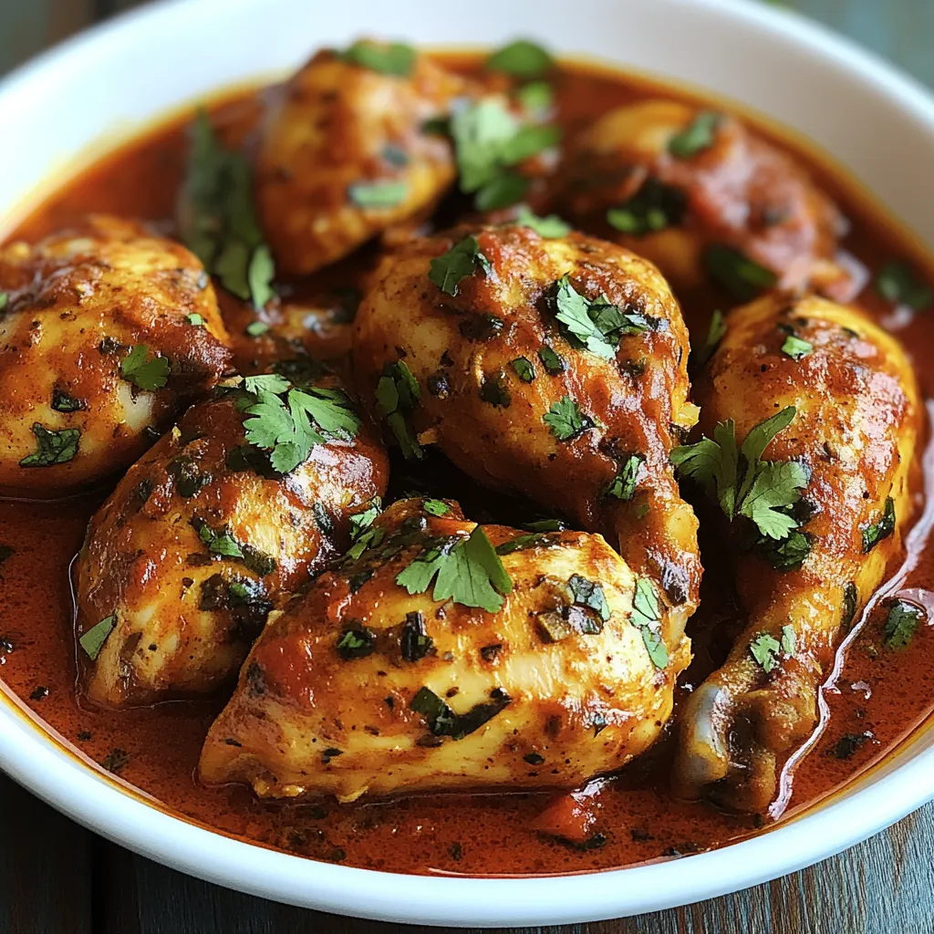 A bowl of chicken with sauce.