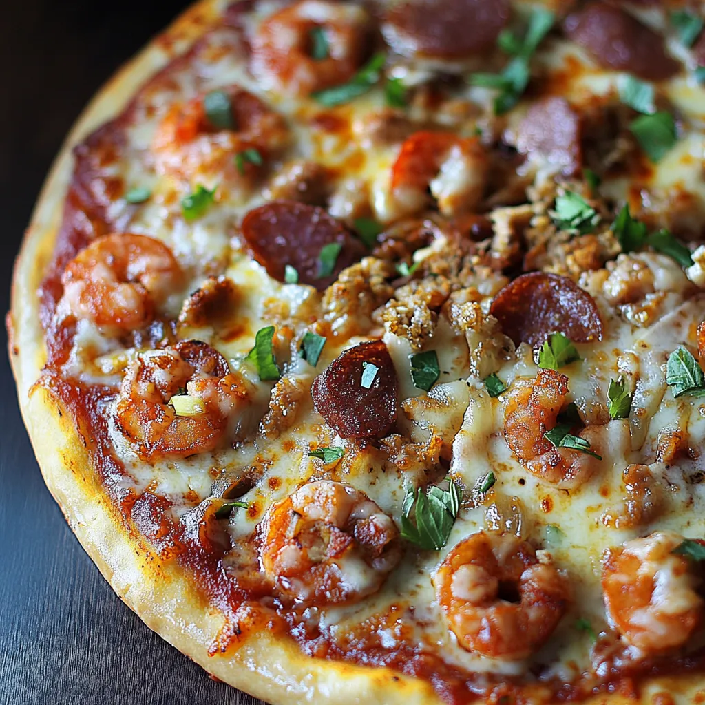 A pizza with shrimp and pepperoni.