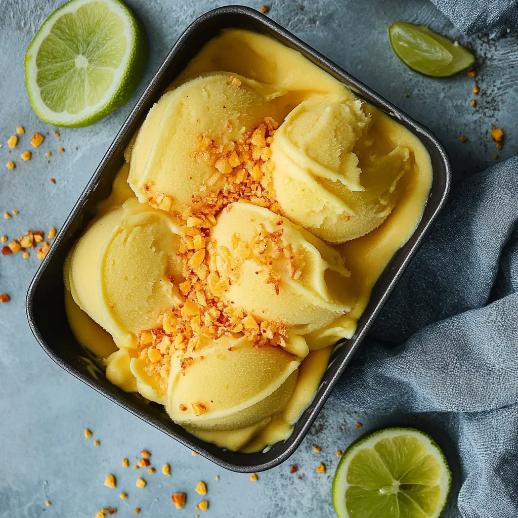 A bowl of ice cream with limes and nuts.