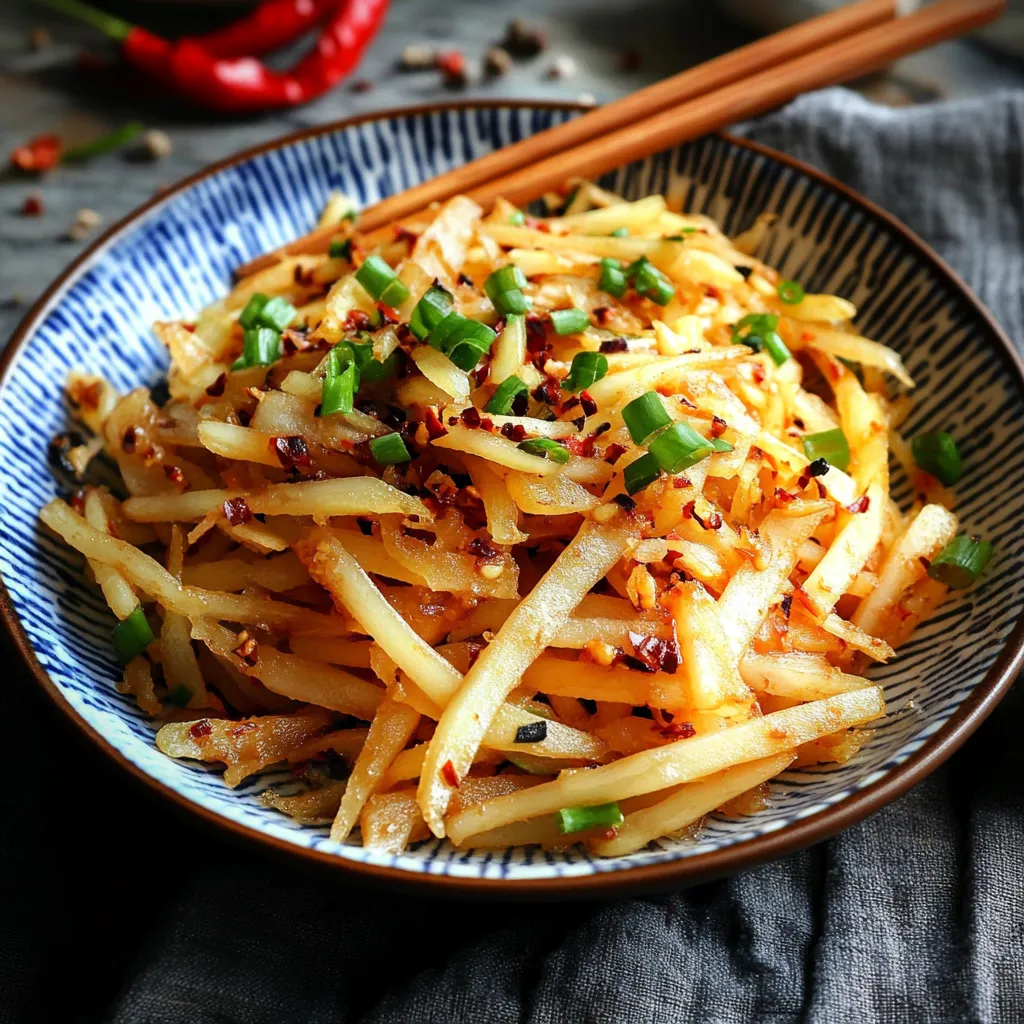 A bowl of fries with chili and green onions.