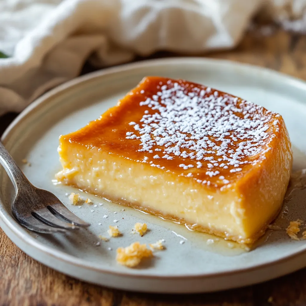 A slice of pie with powdered sugar on top.