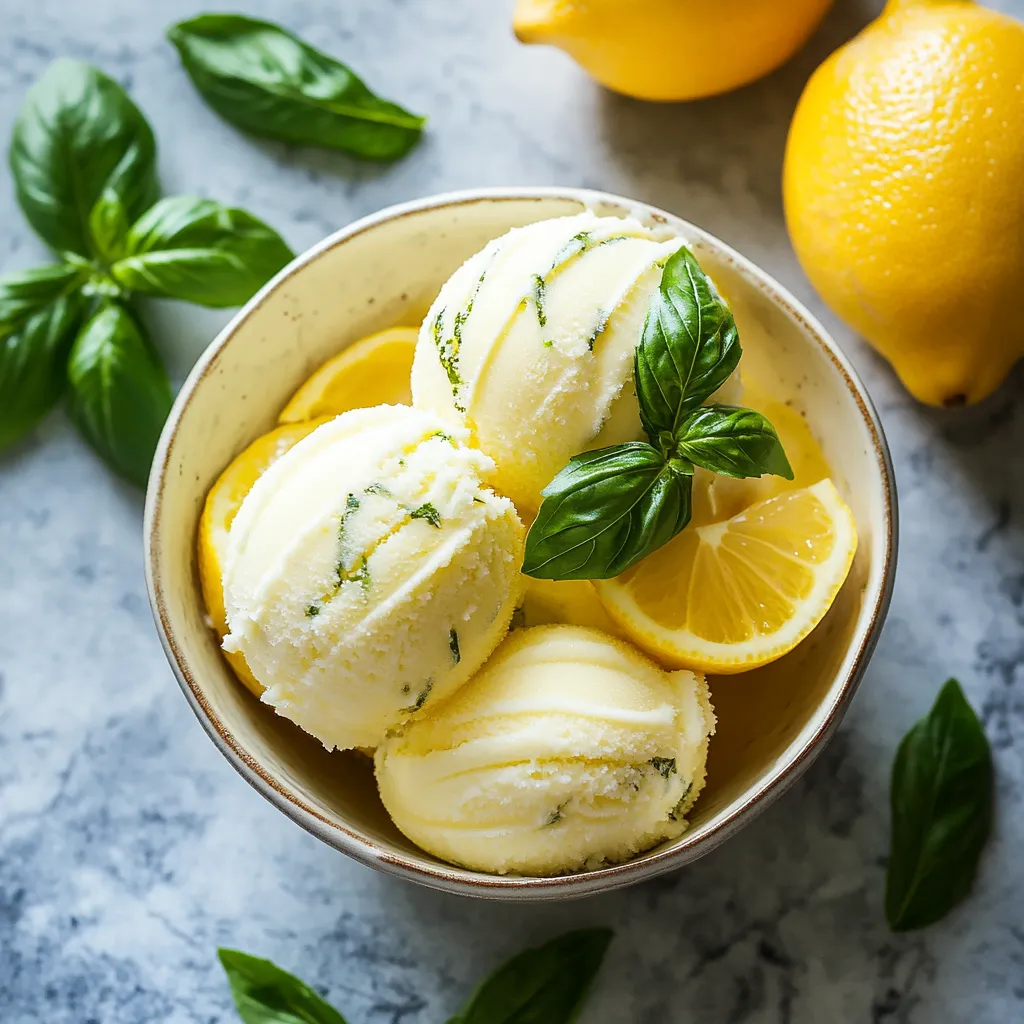 A bowl of ice cream with mint leaves on top.