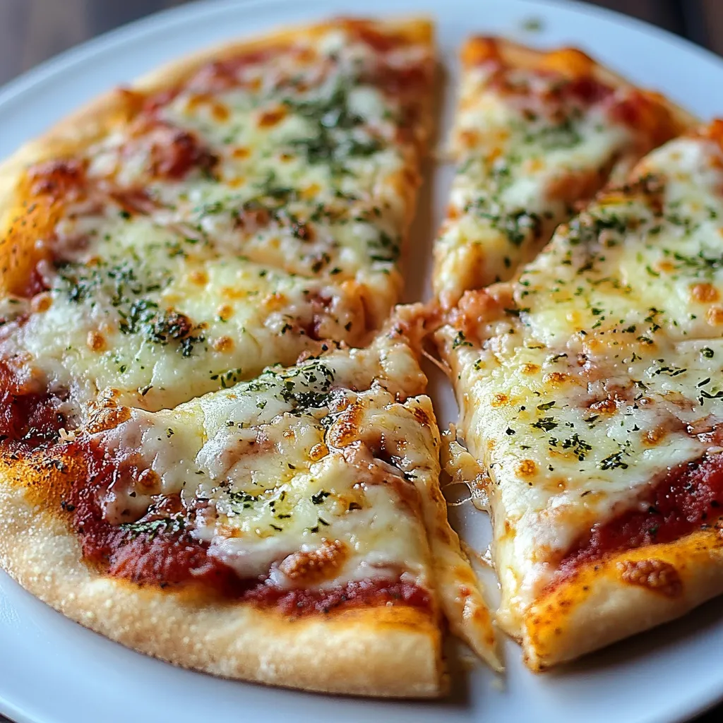 A slice of pizza with cheese and herbs on a white plate.
