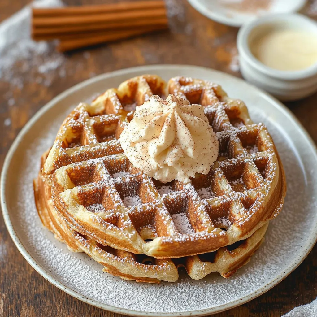 A waffle with whipped cream on top.