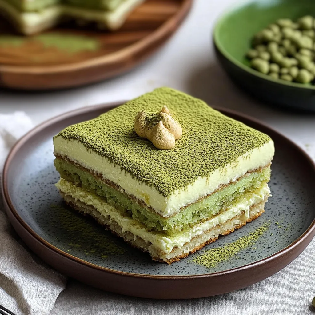 A slice of cake with a green topping.