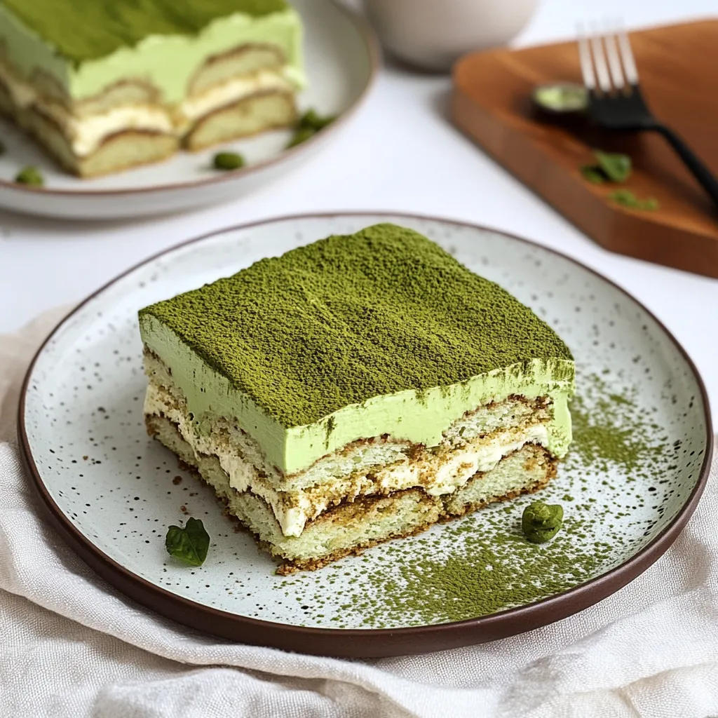 A slice of green cake on a plate.