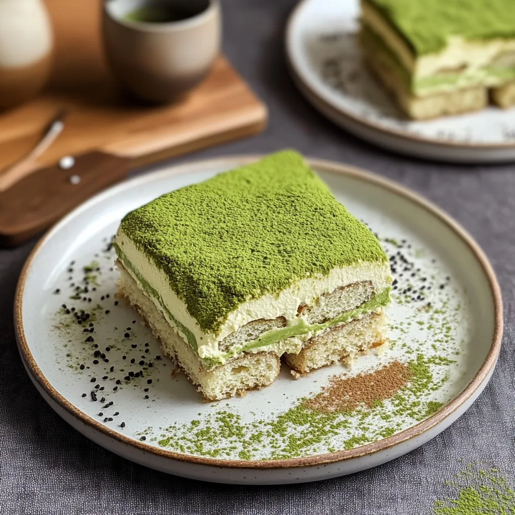 A slice of green tea cake on a plate.