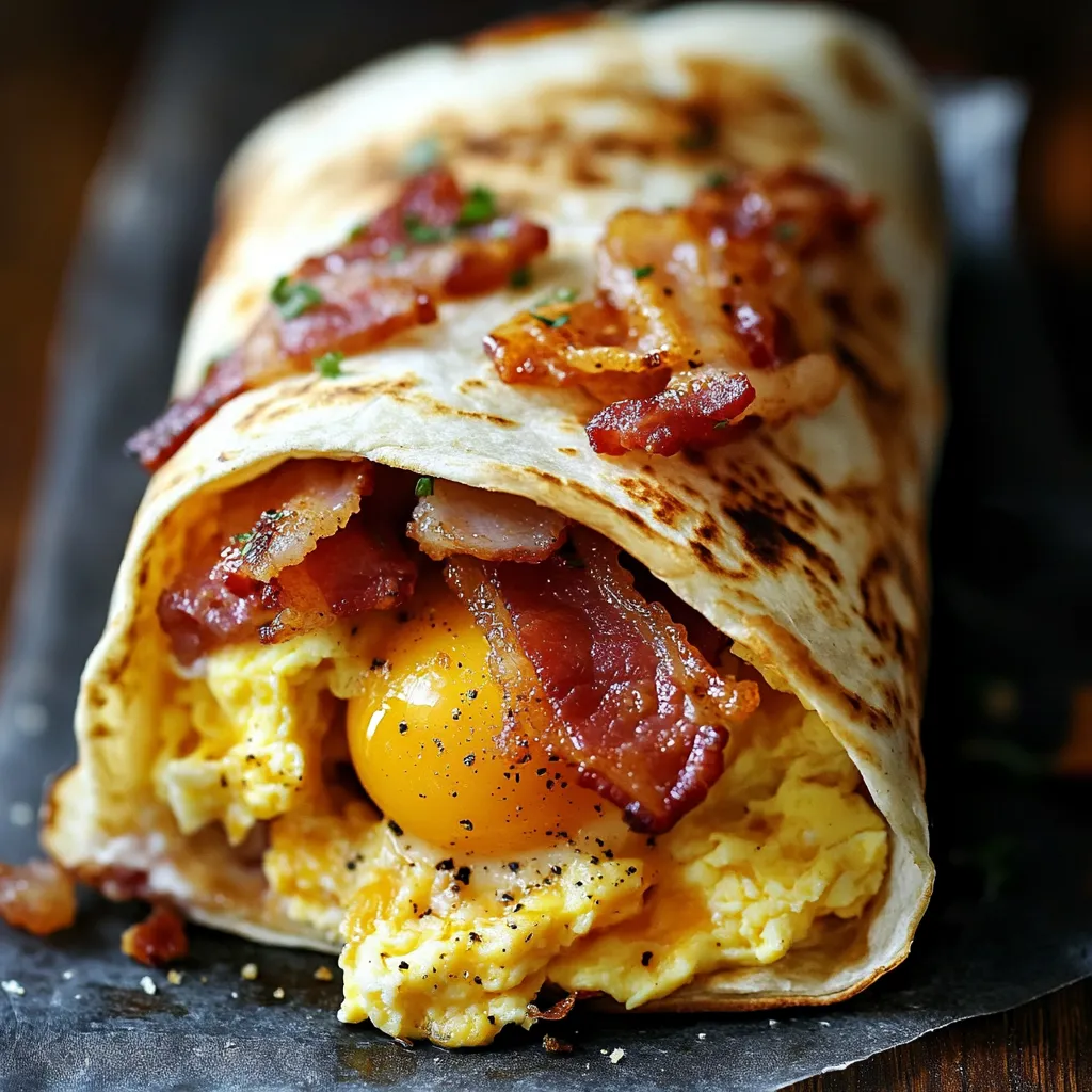 A breakfast burrito with a fried egg.