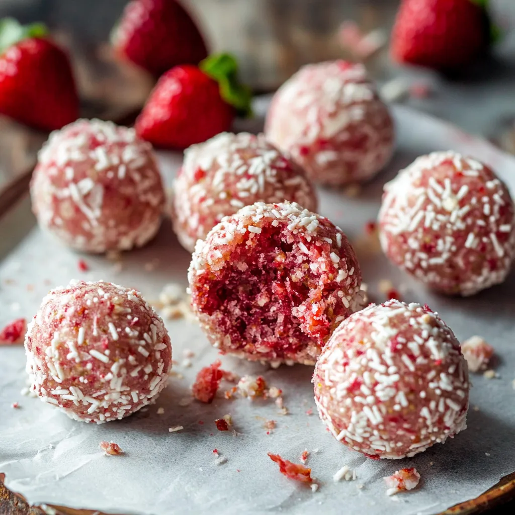 A plate of red and white balls.