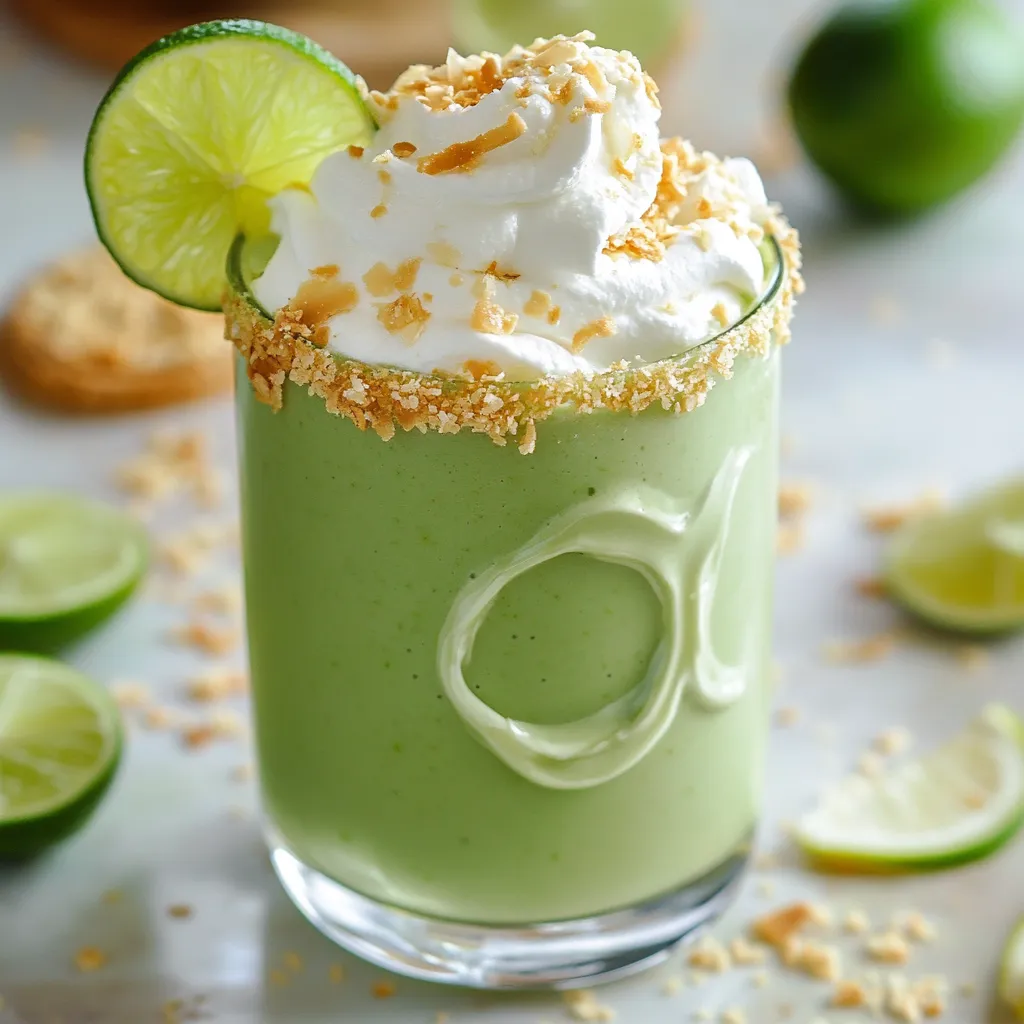 A glass of green drink with a slice of lime on top.