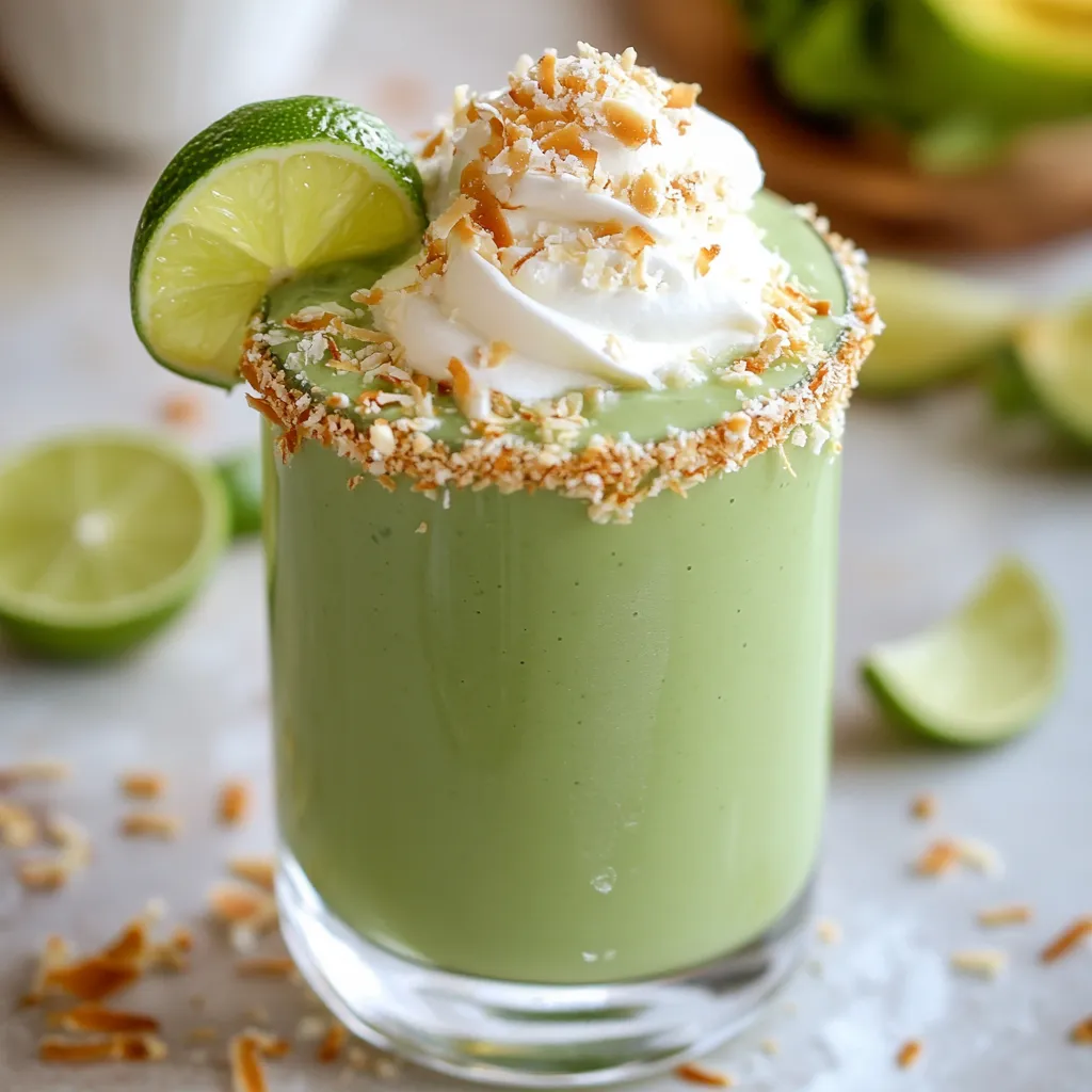 A glass of green smoothie with a lime wedge on top.