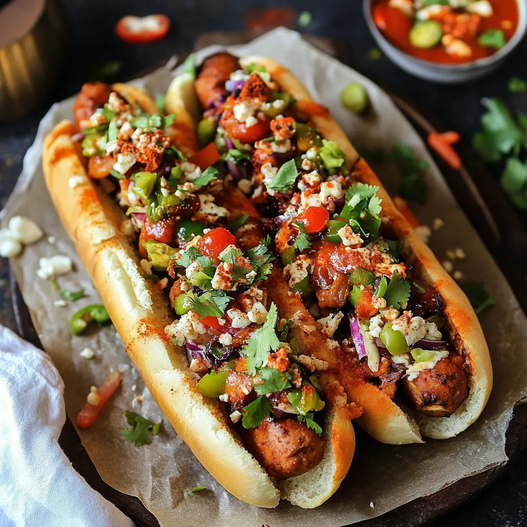 Two hot dogs with toppings on a bun.
