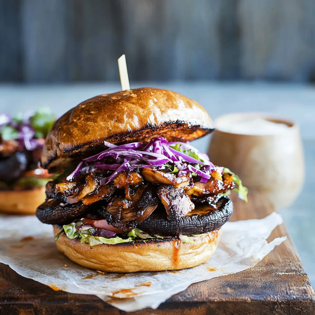 A burger with purple cabbage and a toothpick.