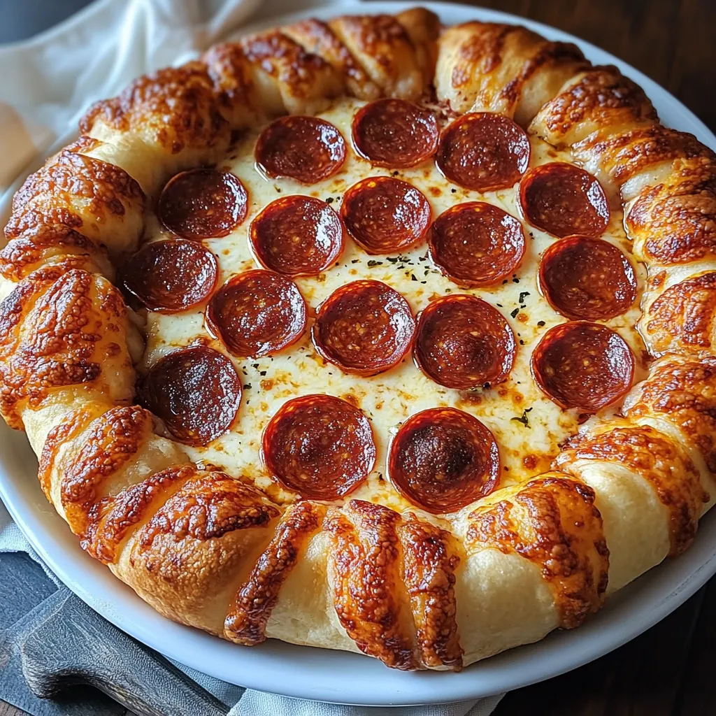 A pepperoni pizza with a golden crust.