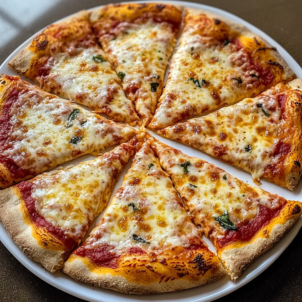 A pizza with cheese and spinach.