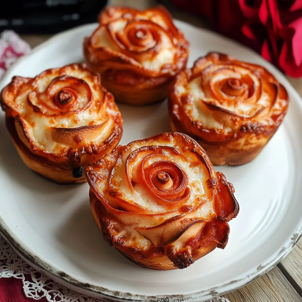 A plate with four bacon wrapped apples.