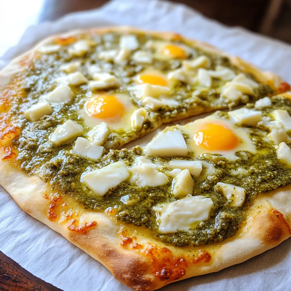 A pizza with eggs on top.