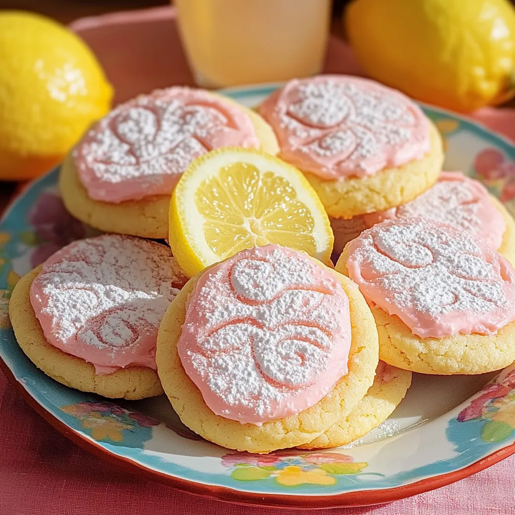 A plate of cookies with lemon wedges on top.