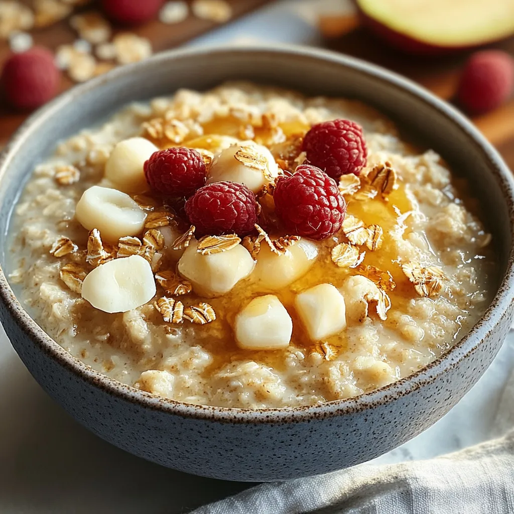 A bowl of granola with raspberries on top.