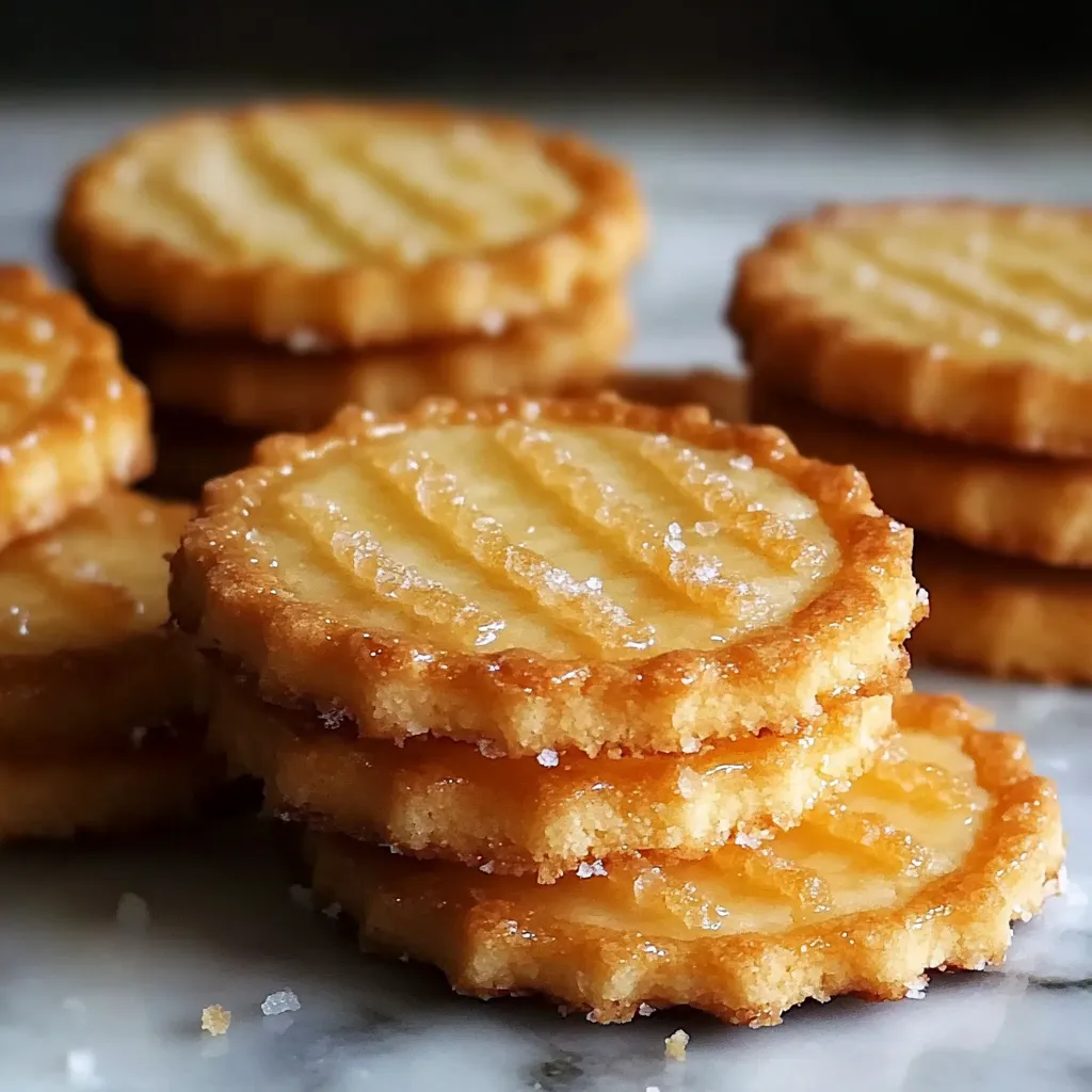 A stack of cookies on a table.
