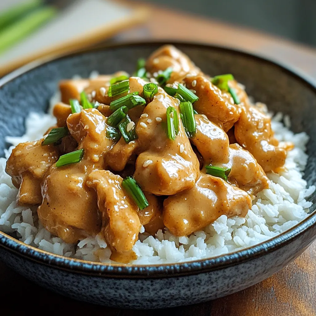 A bowl of rice with chicken and green onions.