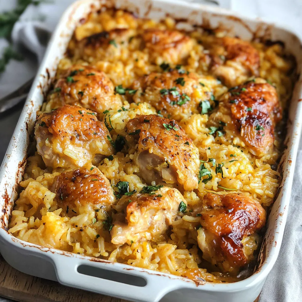 A dish of chicken and rice.