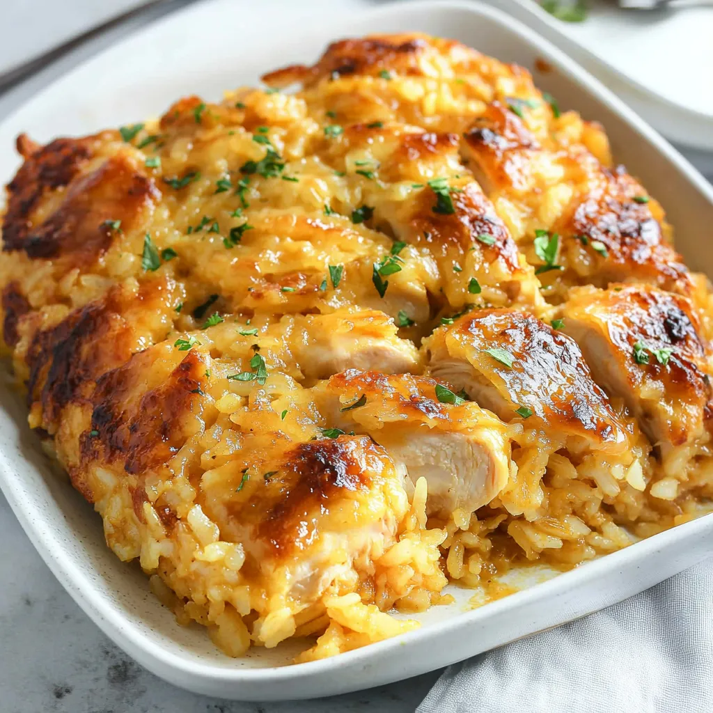 A white plate with rice and chicken.