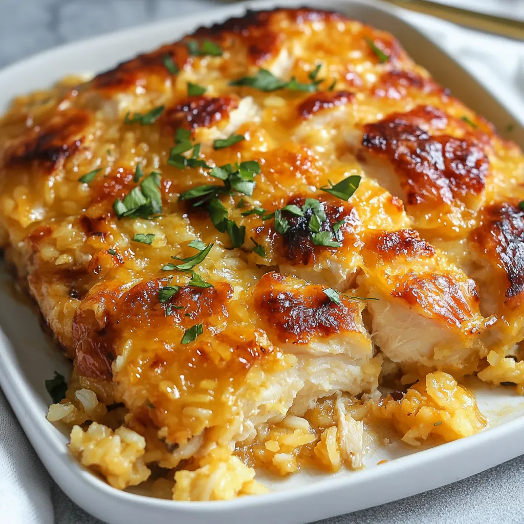 A plate of food with rice and chicken.