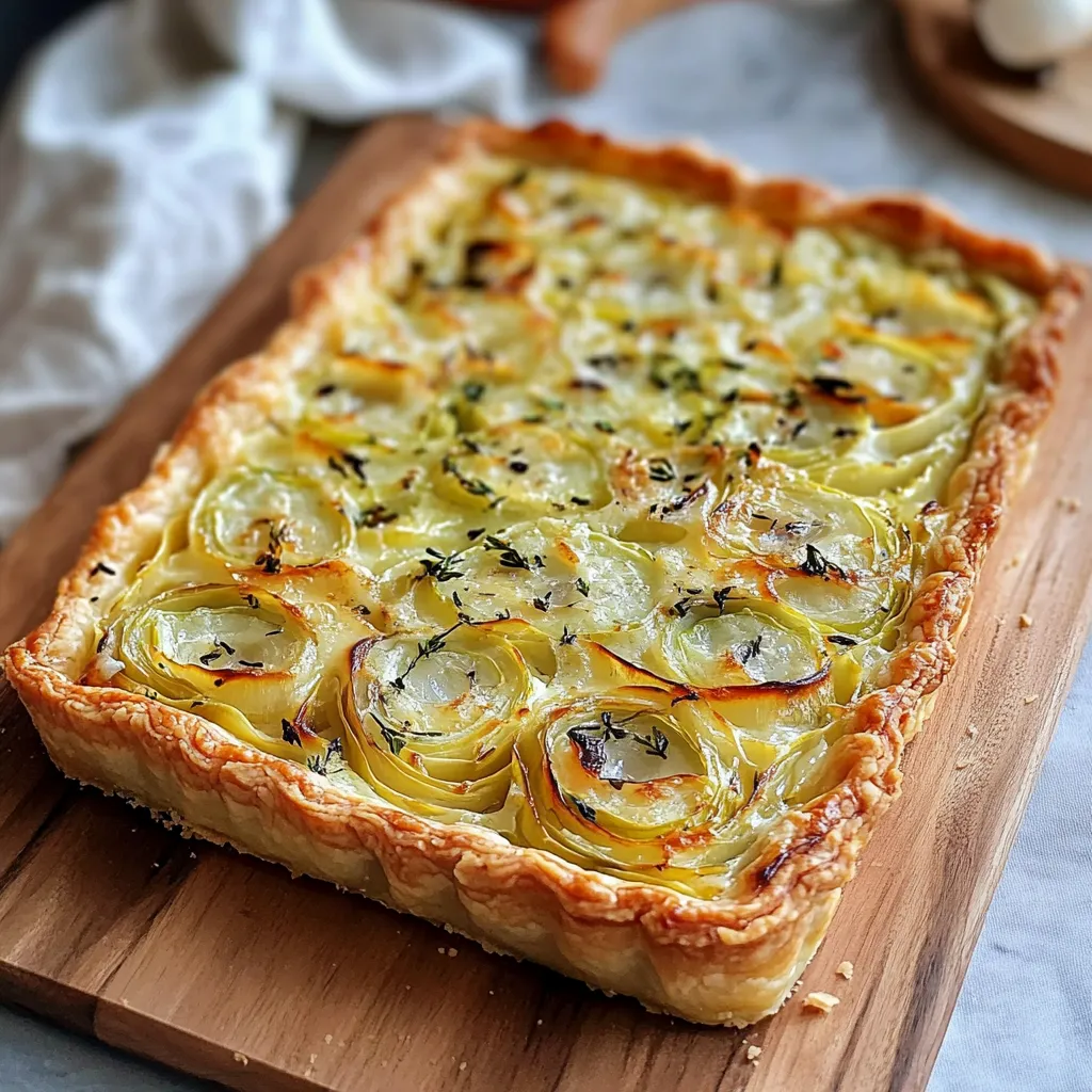 A pie on a wooden board.
